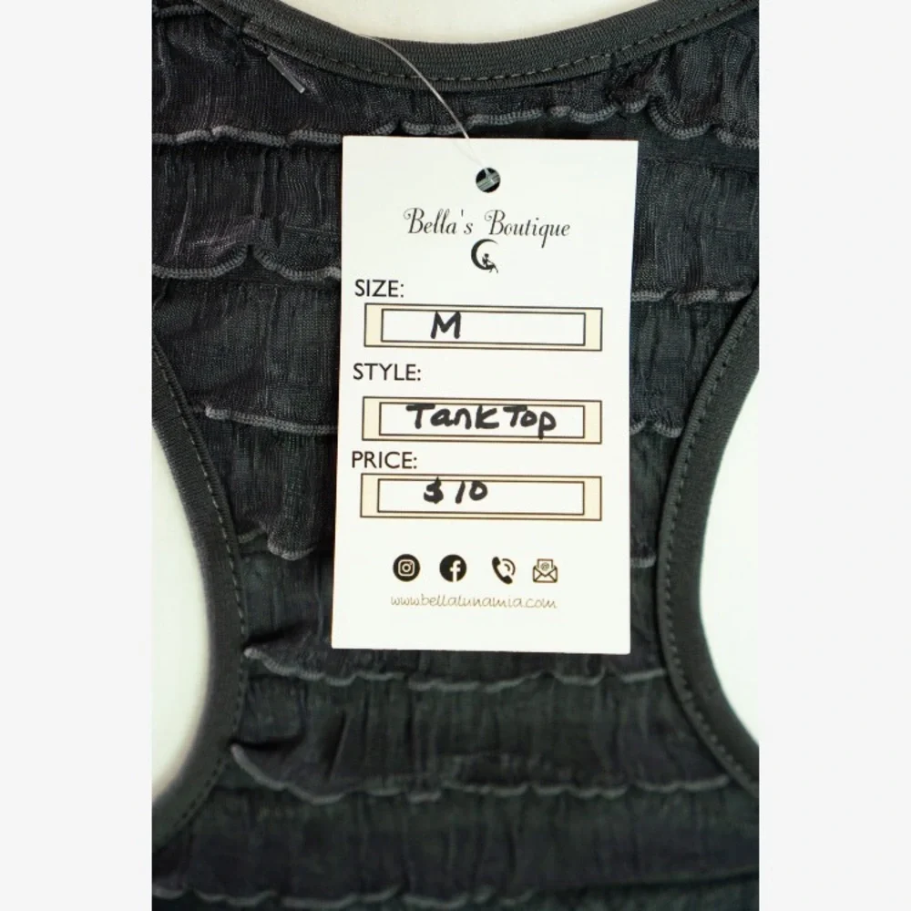 Grey Ruffled Razor Back Tank - Picture 5 of 5